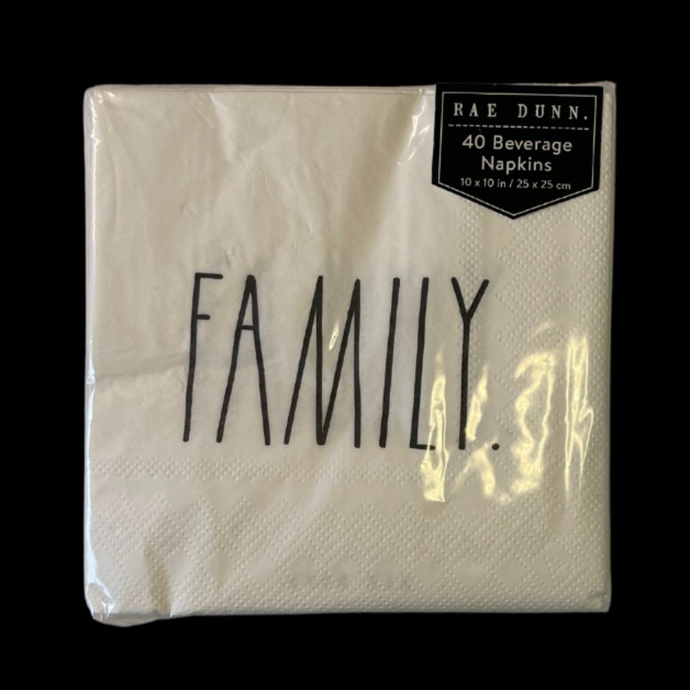 RAE DUNN 40 count 3 Ply Beverage Napkins (1 Pack) - FAMILY